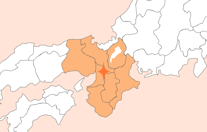 関西圏を中心とした地図